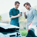 two men in a fender bender