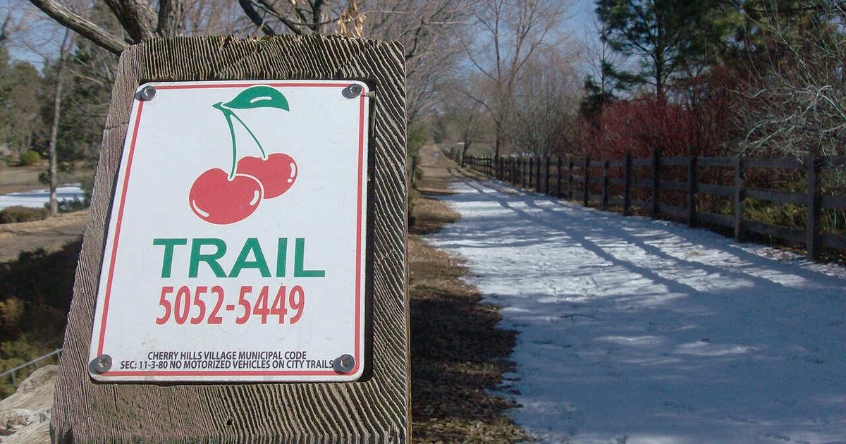Sign for Cherry Hills Trail in Cherry Hills Village, Colorado. Cherry Hills Trail sign