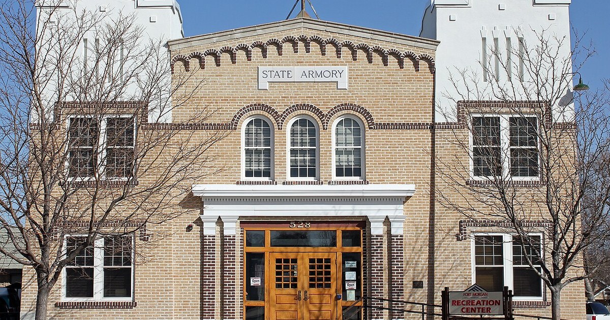 The Fort Morgan State Armory, located at 528 State Street in Fort Morgan, Colorado. Fort Morgan State Armory