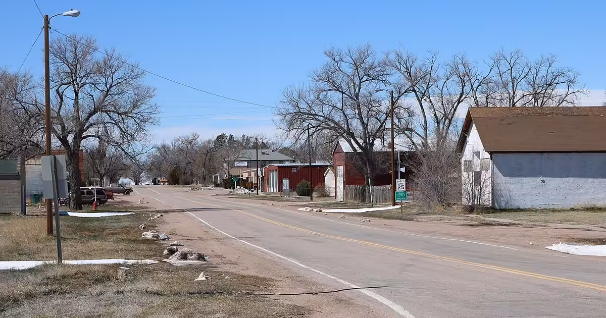A view down Weld County Road 120 3/4 in Grover, Colorado. Grover, Colorado