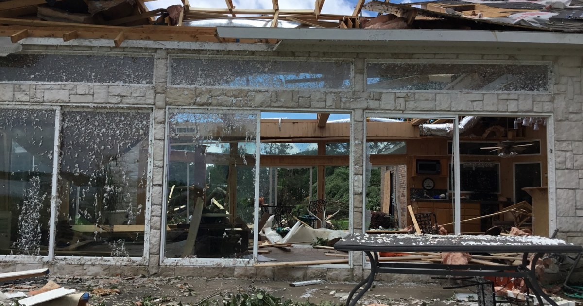EF2 damage to a house near Mabank, Texas. MabankEF2tornado2019