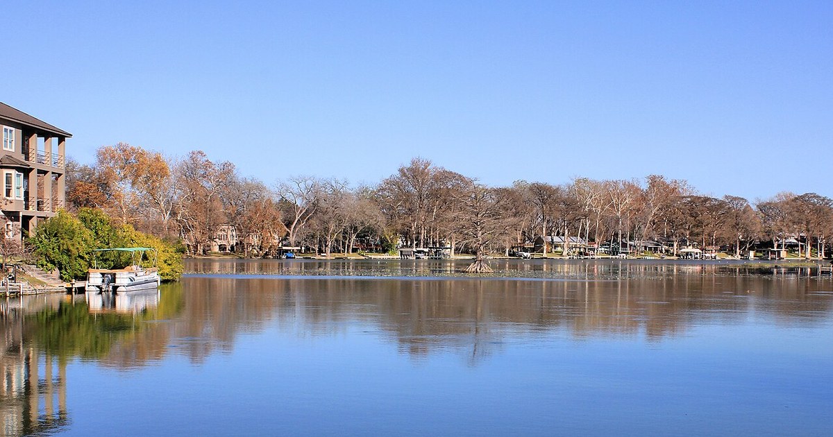 Houses along Lake McQueeney, Texas, United States. Lake McQueeney Texas Winter 2016