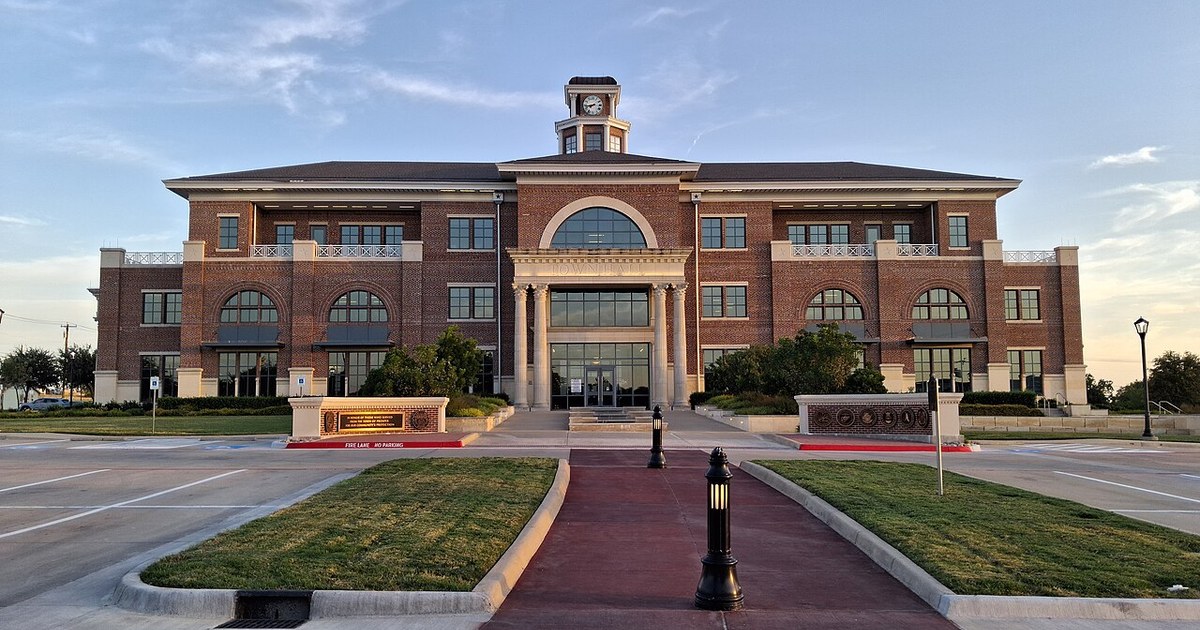 Back entrance to Town Hall in Prosper, Texas. Back Prosper Town Hall