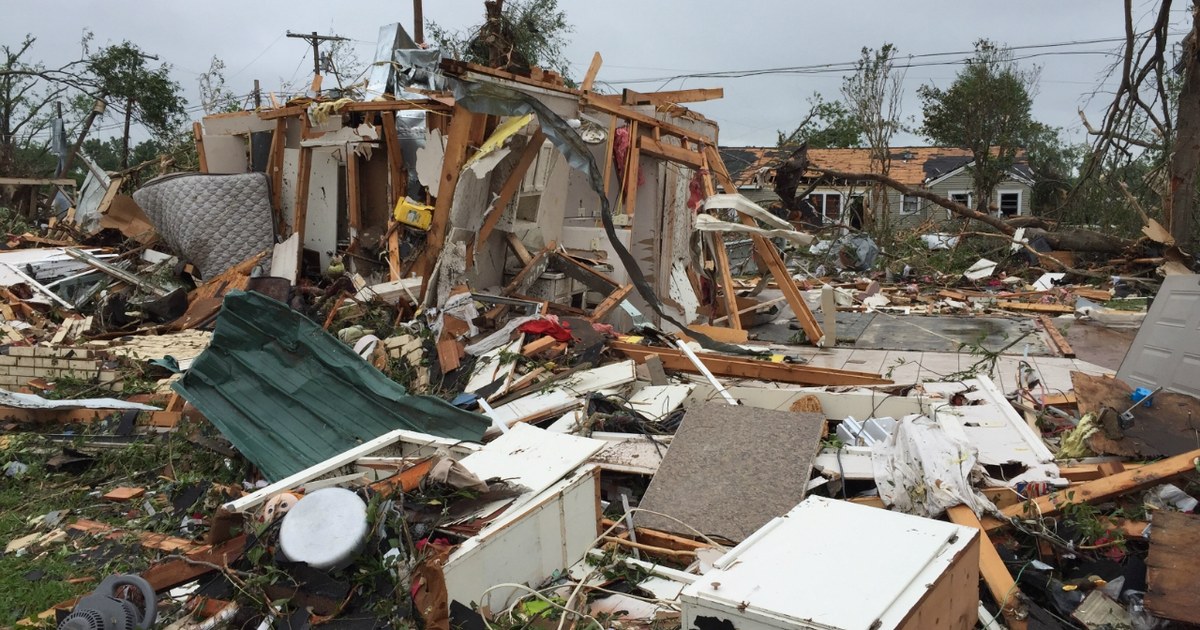 EF3 damage to a house in Van, Texas. VanEF3Damage
