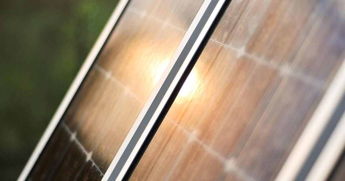 Sunset reflection on solar panels at Fox Grove Ranch, Centralia, MO. Renaud 000451 164830 508207 4578 (36963959995)