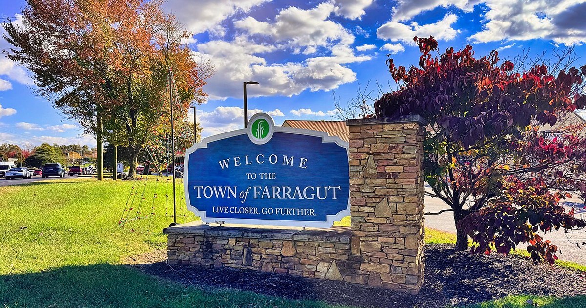 The town of Farragut, Tennessee, welcome sign The town of Farragut, Tennessee, welcome sign 01