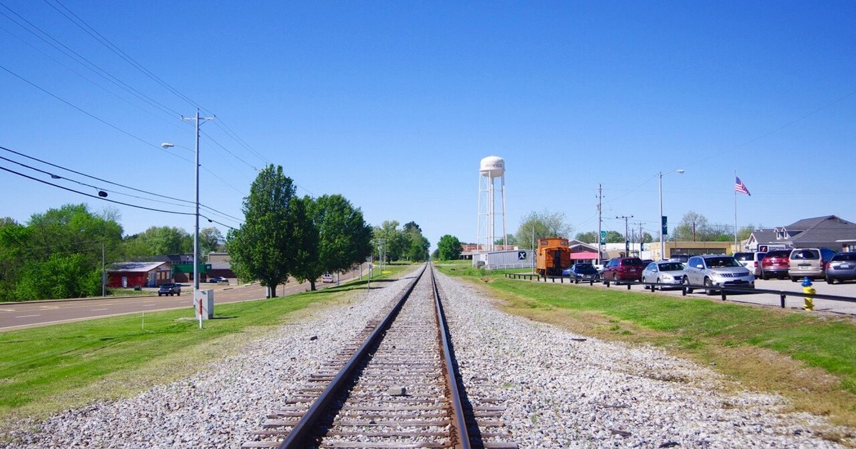 Railroad tracks in Greenfield, Tennessee, United States. Greenfield-RR-tracks-tn
