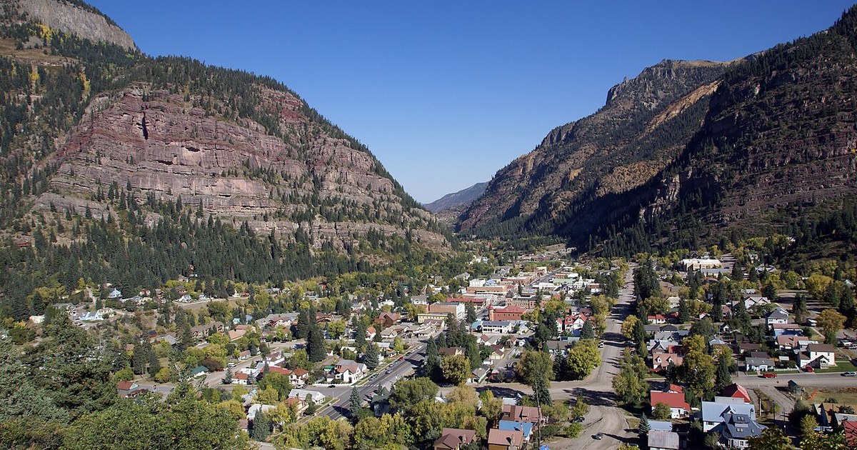 Ouray, Colorado looking north from Highway 550 Ouray, Colorado