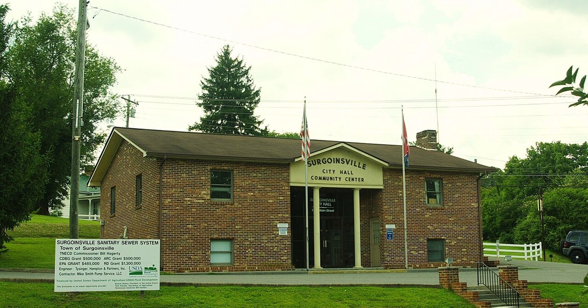 City Hall and Community Center in Surgoinsville, Tennessee, United States. Surgoinsville-City-Hall-tn1