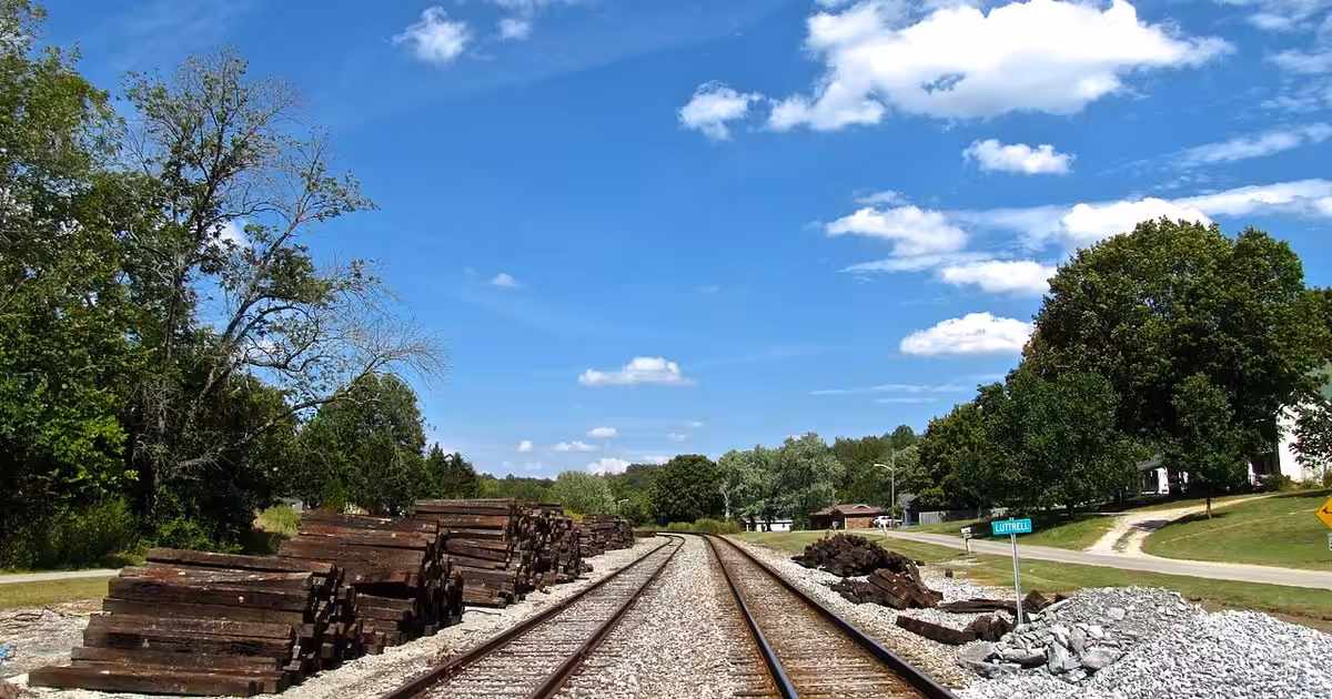 Railroad tracks in Luttrell, Tennessee, United States. Luttrell-RR-tracks-tn1