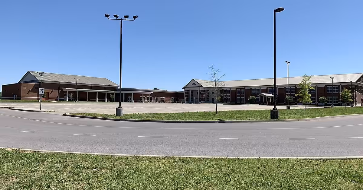 Nolensville High School rear parking lot and entrance, including the gymnasium exterior Nolensville High School