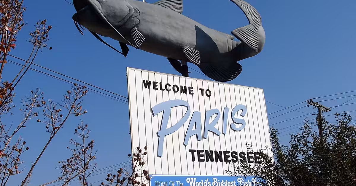Giant catfish saying "Welcome to Paris, Tennessee" Catfish welcome to paris tennessee 11-09-2007