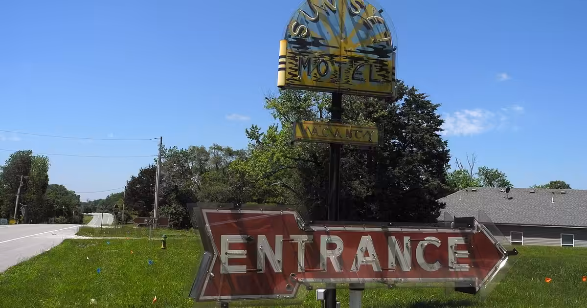 Historic Route 66. Sunset Motel in Villa Ridge, Missouri. Ame06377 01